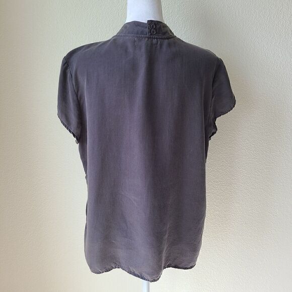 Cloth‎ & Stone Anthropologie Choker Top Medium Goth Faux Wrap Gray Grunge Rock - Picture 4 of 9